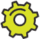 Gear icon representing functionality and mechanical operation